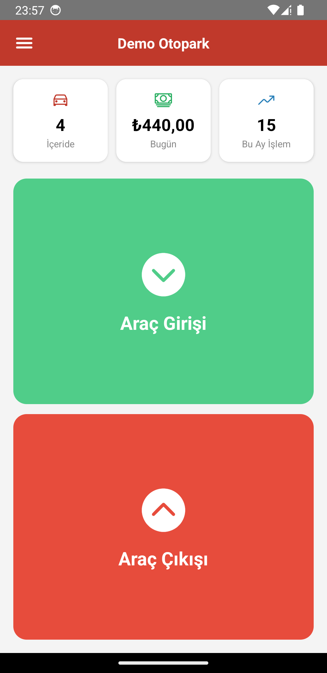 Carpos ana ekran — anlık gelir ve araç durumu özeti