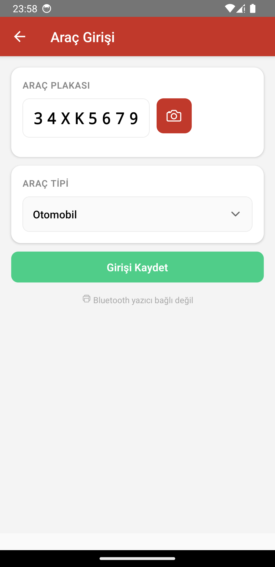 Carpos araç girişi — plaka ve kamera ile kayıt